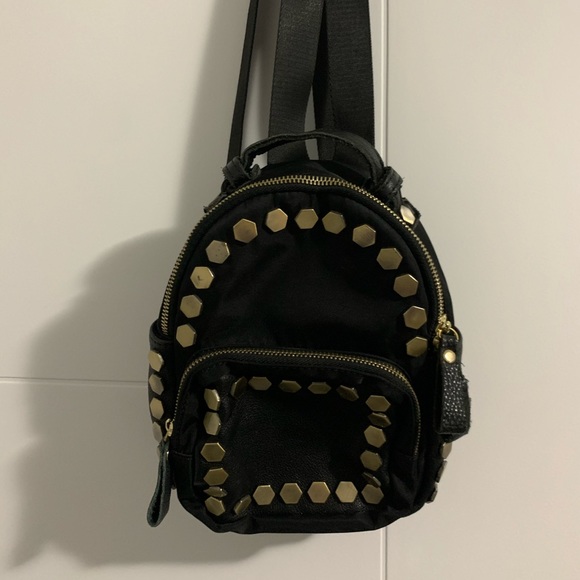 Mini nylon&leather with golden rivet backpack - Picture 2 of 3